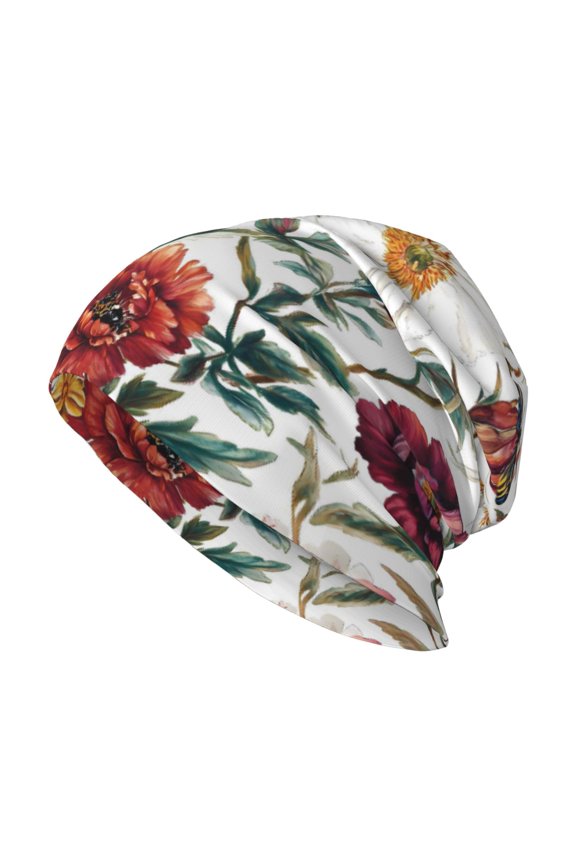 Milk Silk Knitted Pullover Hat 1110.6in Double Layer Design Strong Sweat Absorption For Daily Exercise Travel Flowers