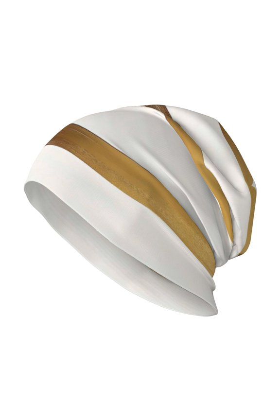 Milk Silk Knitted Pullover Hat 1110.6in Double Layer Design Strong Sweat Absorption For Daily Exercise Travel Gold Stripe_3