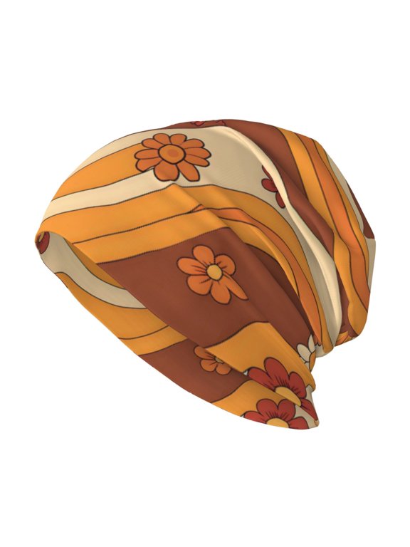 Milk Silk Knitted Pullover Hat 1110.6in Double Layer Design Strong Sweat Absorption For Daily Exercise Travel Groovy Flowers (13)