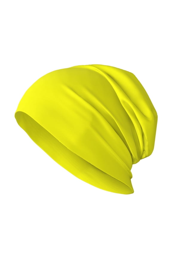 Milk Silk Knitted Pullover Hat 1110.6in Double Layer Design Strong Sweat Absorption For Daily Exercise Travel Lemon Yellow