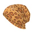 thumbnail image 1 of Milk Silk Knitted Pullover Hat 11×10.6in Double Layer Design Strong Sweat Absorption For Daily Exercise Travel Leopard Skin Print Style Orangered_4, 1 of 8