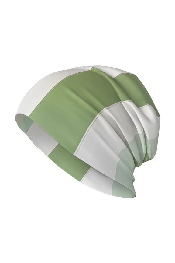 Milk Silk Knitted Pullover Hat 1110.6in Double Layer Design Strong Sweat Absorption For Daily Exercise Travel Lightgreen Stripe_3