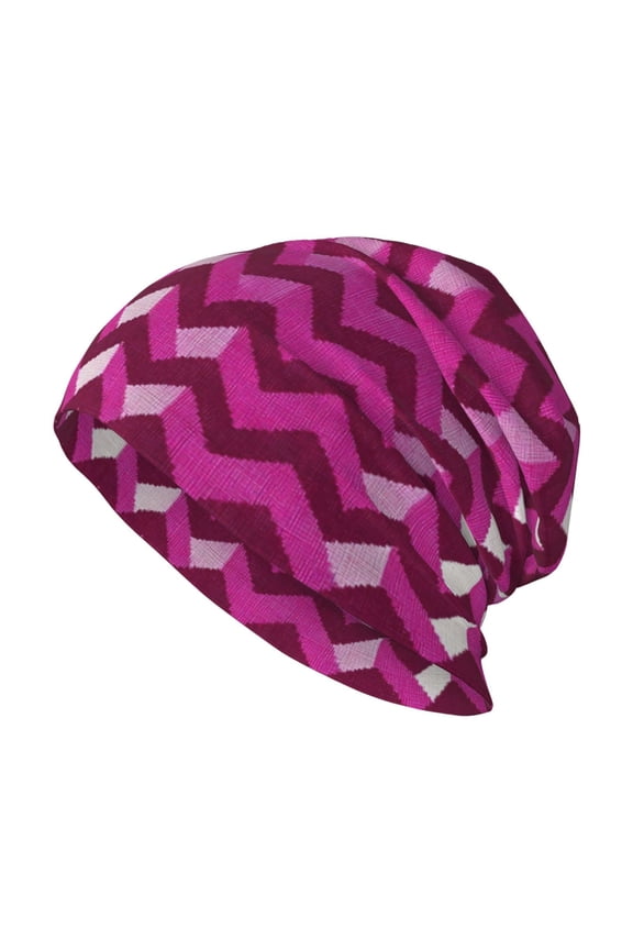 Milk Silk Knitted Pullover Hat 1110.6in Double Layer Design Strong Sweat Absorption For Daily Exercise Travel Magenta Houndstooth_2