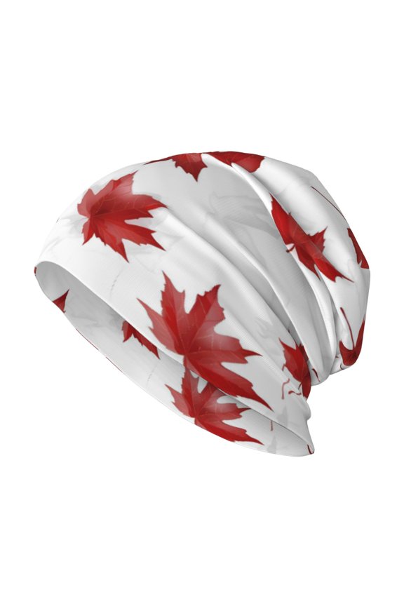 Milk Silk Knitted Pullover Hat 1110.6in Double Layer Design Strong Sweat Absorption For Daily Exercise Travel Maple Leaves