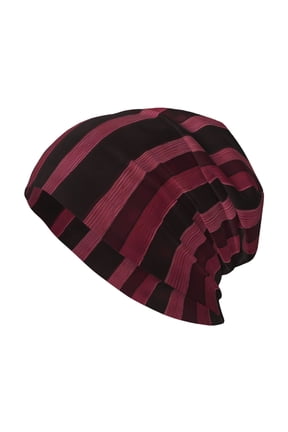 Milk Silk Knitted Pullover Hat 1110.6in Double Layer Design Strong Sweat Absorption For Daily Exercise Travel Maroon Stripe_2