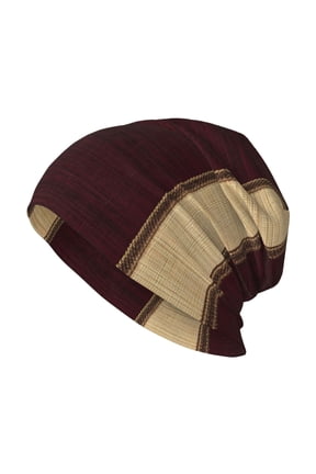 Milk Silk Knitted Pullover Hat 1110.6in Double Layer Design Strong Sweat Absorption For Daily Exercise Travel Maroon Stripe_3