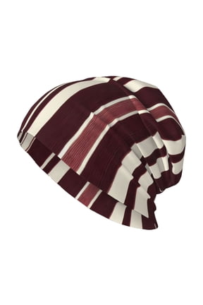 Milk Silk Knitted Pullover Hat 1110.6in Double Layer Design Strong Sweat Absorption For Daily Exercise Travel Maroon Stripe_4
