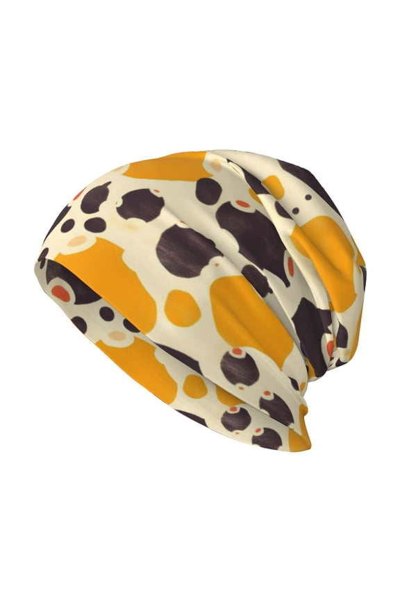 Milk Silk Knitted Pullover Hat 1110.6in Double Layer Design Strong Sweat Absorption For Daily Exercise Travel Milk Cow Print Style Sienna_3