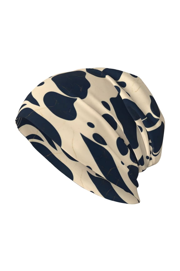 Milk Silk Knitted Pullover Hat 1110.6in Double Layer Design Strong Sweat Absorption For Daily Exercise Travel Milk Cow Skin Print Style Darkvoilet_1