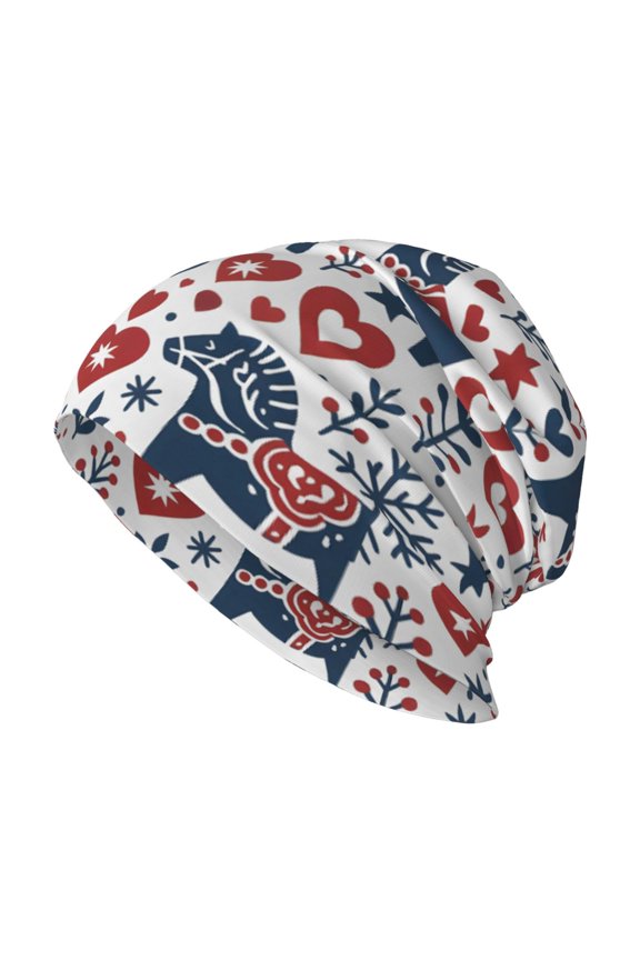 Milk Silk Knitted Pullover Hat 1110.6in Double Layer Design Strong Sweat Absorption For Daily Exercise Travel Nordic Folk Art Christmas Pattern