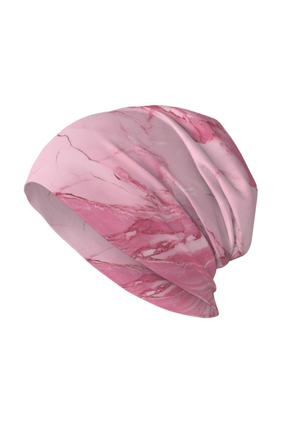 Milk Silk Knitted Pullover Hat 1110.6in Double Layer Design Strong Sweat Absorption For Daily Exercise Travel Pink Marble_21256_1