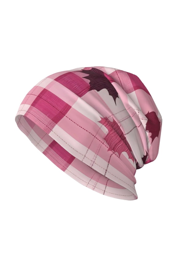 Milk Silk Knitted Pullover Hat 1110.6in Double Layer Design Strong Sweat Absorption For Daily Exercise Travel Plaid Fall Camo Pink_1