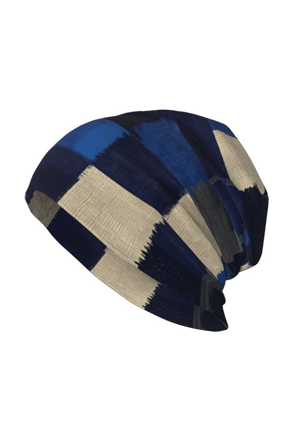 Milk Silk Knitted Pullover Hat 1110.6in Double Layer Design Strong Sweat Absorption For Daily Exercise Travel Plaid Fall Camo Royalblue_3