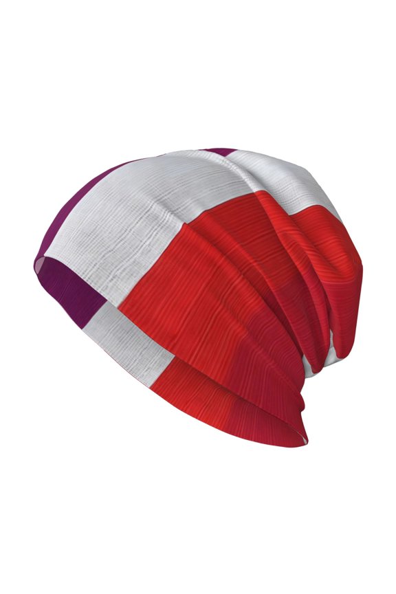 Milk Silk Knitted Pullover Hat 1110.6in Double Layer Design Strong Sweat Absorption For Daily Exercise Travel Purplish Red Stripe_82927_4