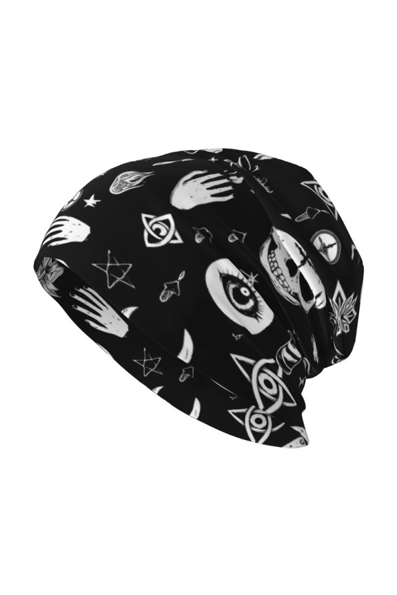 Milk Silk Knitted Pullover Hat 1110.6in Double Layer Design Strong Sweat Absorption For Daily Exercise Travel Retro Skull Head