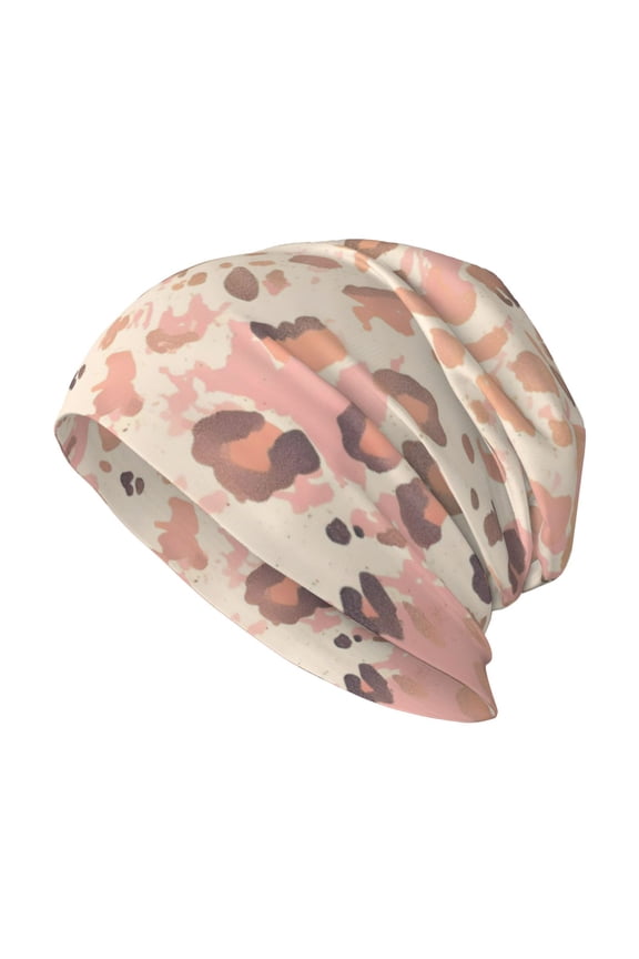 Milk Silk Knitted Pullover Hat 1110.6in Double Layer Design Strong Sweat Absorption For Daily Exercise Travel Rose Gold Foil Leopard Print_42
