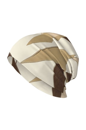 Milk Silk Knitted Pullover Hat 1110.6in Double Layer Design Strong Sweat Absorption For Daily Exercise Travel Tan Geometric Lines_1