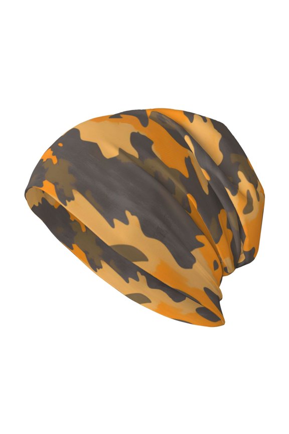 Milk Silk Knitted Pullover Hat 1110.6in Double Layer Design Strong Sweat Absorption For Daily Exercise Travel Texture Camo Army Orange_2