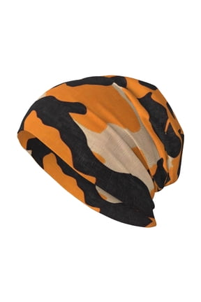 Milk Silk Knitted Pullover Hat 1110.6in Double Layer Design Strong Sweat Absorption For Daily Exercise Travel Texture Camo Army Orange_4