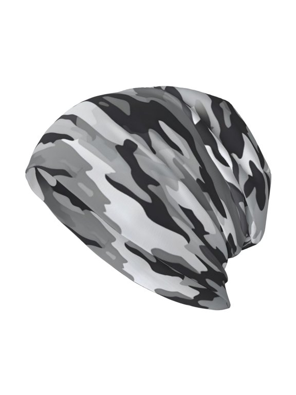 Milk Silk Knitted Pullover Hat 1110.6in Double Layer Design Strong Sweat Absorption For Daily Exercise Travel Vector Camouflage Pattern Gray_1