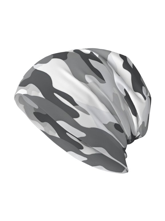 Milk Silk Knitted Pullover Hat 1110.6in Double Layer Design Strong Sweat Absorption For Daily Exercise Travel Vector Camouflage Pattern Gray_2