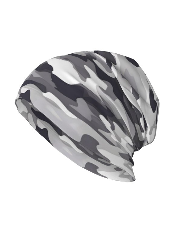 Milk Silk Knitted Pullover Hat 1110.6in Double Layer Design Strong Sweat Absorption For Daily Exercise Travel Vector Camouflage Pattern Gray_4