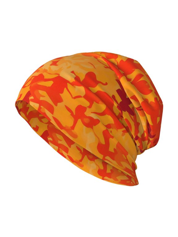 Milk Silk Knitted Pullover Hat 1110.6in Double Layer Design Strong Sweat Absorption For Daily Exercise Travel Vector Camouflage Pattern Orange Red_3