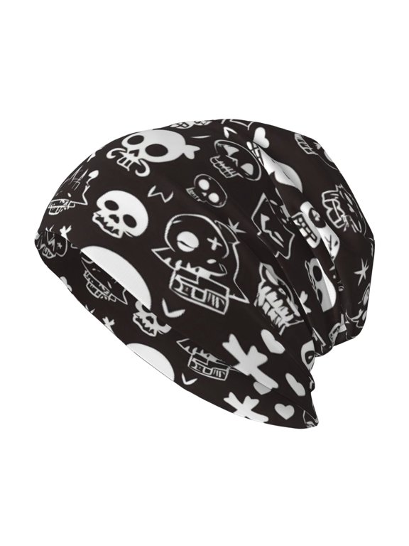 Milk Silk Knitted Pullover Hat 1110.6in Double Layer Design Strong Sweat Absorption For Daily Exercise Travel Weird Skull Head