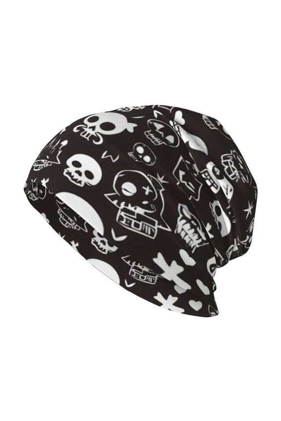 Milk Silk Knitted Pullover Hat 1110.6in Double Layer Design Strong Sweat Absorption For Daily Exercise Travel Weird Skull Head