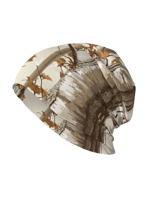 Milk Silk Knitted Pullover Hat 1110.6in Double Layer Design Strong Sweat Absorption For Daily Exercise Travel Woods Camouflage Tan_4