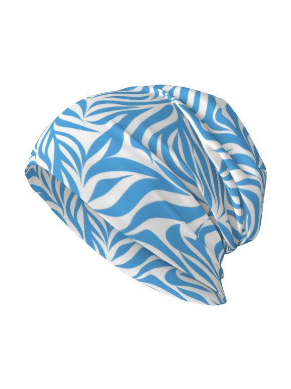 Milk Silk Knitted Pullover Hat 1110.6in Double Layer Design Strong Sweat Absorption For Daily Exercise Travel Zebra Print Style Lightblue_2