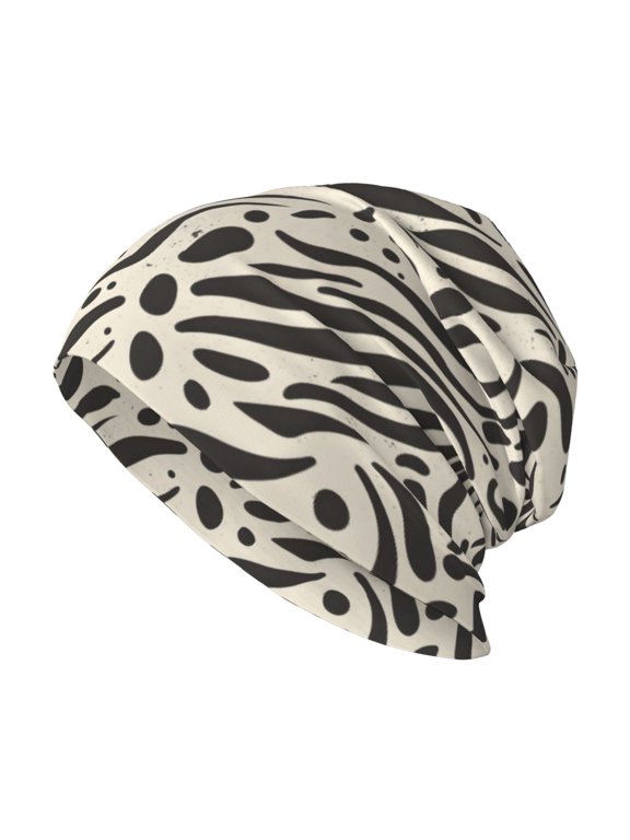 Milk Silk Knitted Pullover Hat 1110.6in Double Layer Design Strong Sweat Absorption For Daily Exercise Travel Zebra Skin Print Style Saddlebrown_1