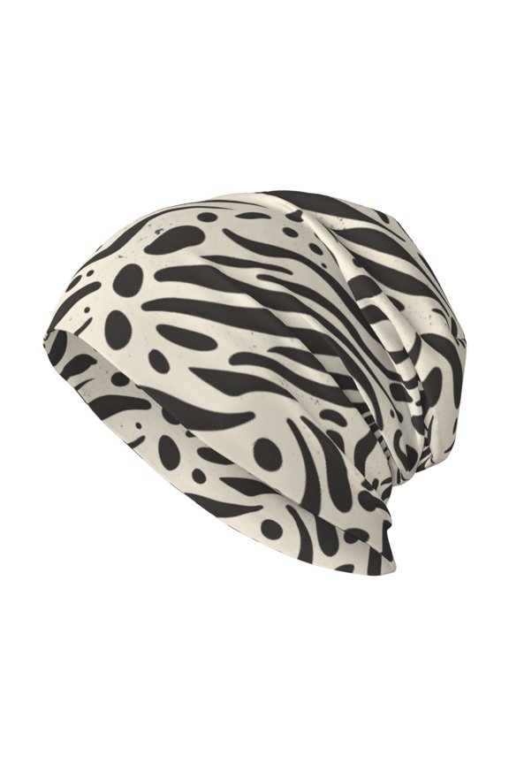 Milk Silk Knitted Pullover Hat 1110.6in Double Layer Design Strong Sweat Absorption For Daily Exercise Travel Zebra Skin Print Style Saddlebrown_1