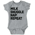 thumbnail image 1 of Milk Snuggle Nap Repeat Babes Routine Romper Boys or Girls Infant Baby Brisco Brands NB, 1 of 6