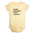 thumbnail image 1 of Milk, Snuggle, Nap, Repeat Funny Rompers For Babies, Newborn Baby Unisex Bodysuits, Infant Jumpsuits, Toddler 0-24 Months Kids One-Piece Oufits (Yellow, 6-12 Months), 1 of 4