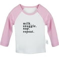 thumbnail image 1 of Milk, Snuggle, Nap, Repeat Funny T shirt For Baby, Newborn Babies T-shirts, Infant Tops, 0-24M Kids Graphic Tees Clothing (Long Pink Raglan T-shirt, 18-24 Months), 1 of 4