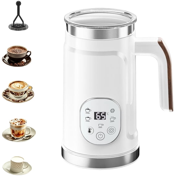 Milk Steamer, Electric Hot Frother with 300ml Capacity, Digital Touchscreen Control, Adjustable Temperature for Cappuccino, Latte, and Hot Chocolate