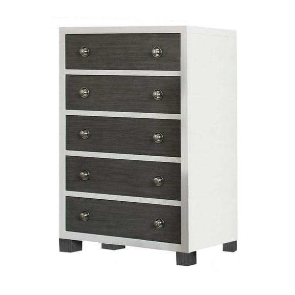 Milk Street Baby True Tall Chest 5-Drawer Dresser in Mud with Snow GREENGUARD GOLD CERTIFIED FINISHES
