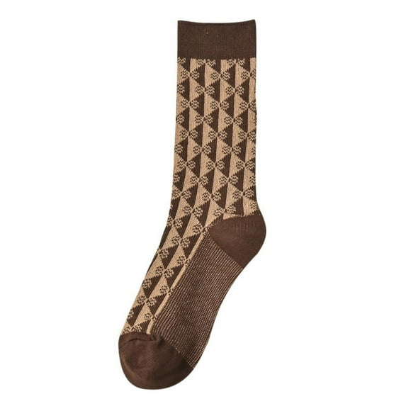 Milk Tea Color Double Needle Double Sock Women Autumn And Winter Brown Wireless Head Retro Cotton Small Leather Shoes Socks 2PCS