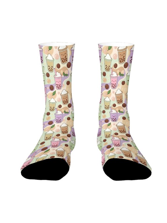 Milk Tea Funny Novelty Crew Socks for Women Men Sports
