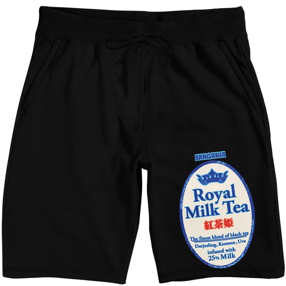 Milk Tea Royal Milk Tea Label Adult Black Sleep Pajama Shorts -XS