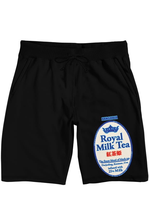 Milk Tea Royal Milk Tea Label Adult Black Sleep Pajama Shorts -XXL
