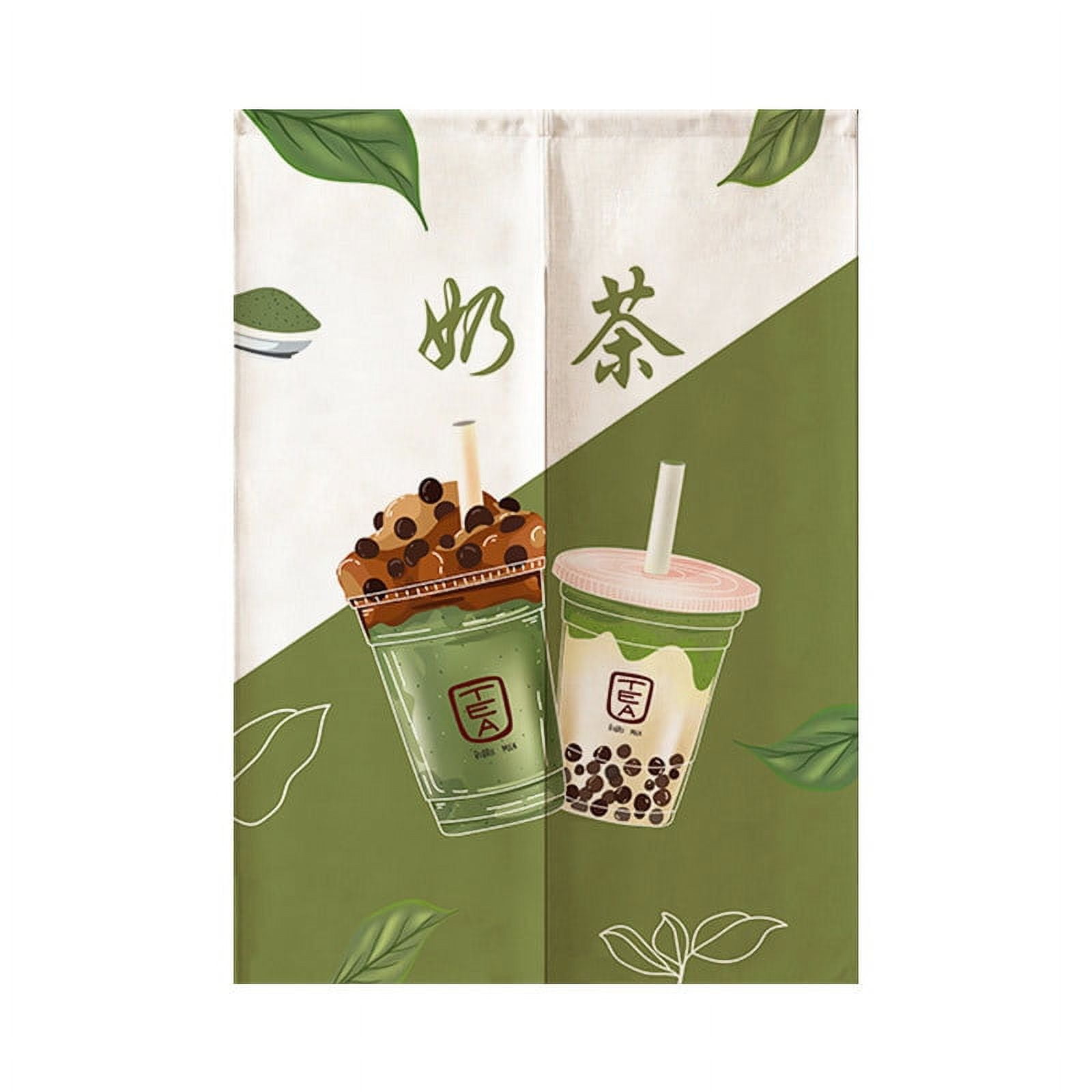 Milk Tea Shop Door Curtain Cartoon Milk Tea Pattern Partition Curtain ...