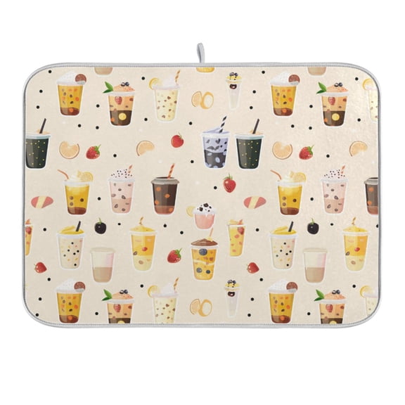 Milk Tea and Fruit Dish Drying Mat 16x18 Absorbent Microfiber Draining Rack Pad for Kitchen Counter Sink