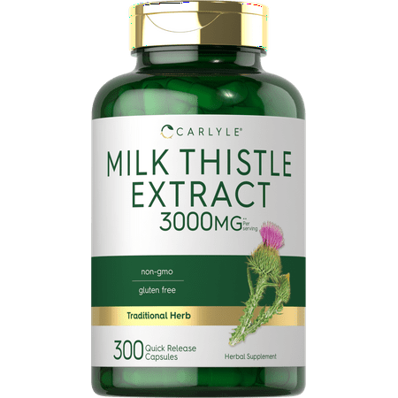 Milk Thistle 1000mg Extract | 300 Capsules for Men and Women | by Carlyle