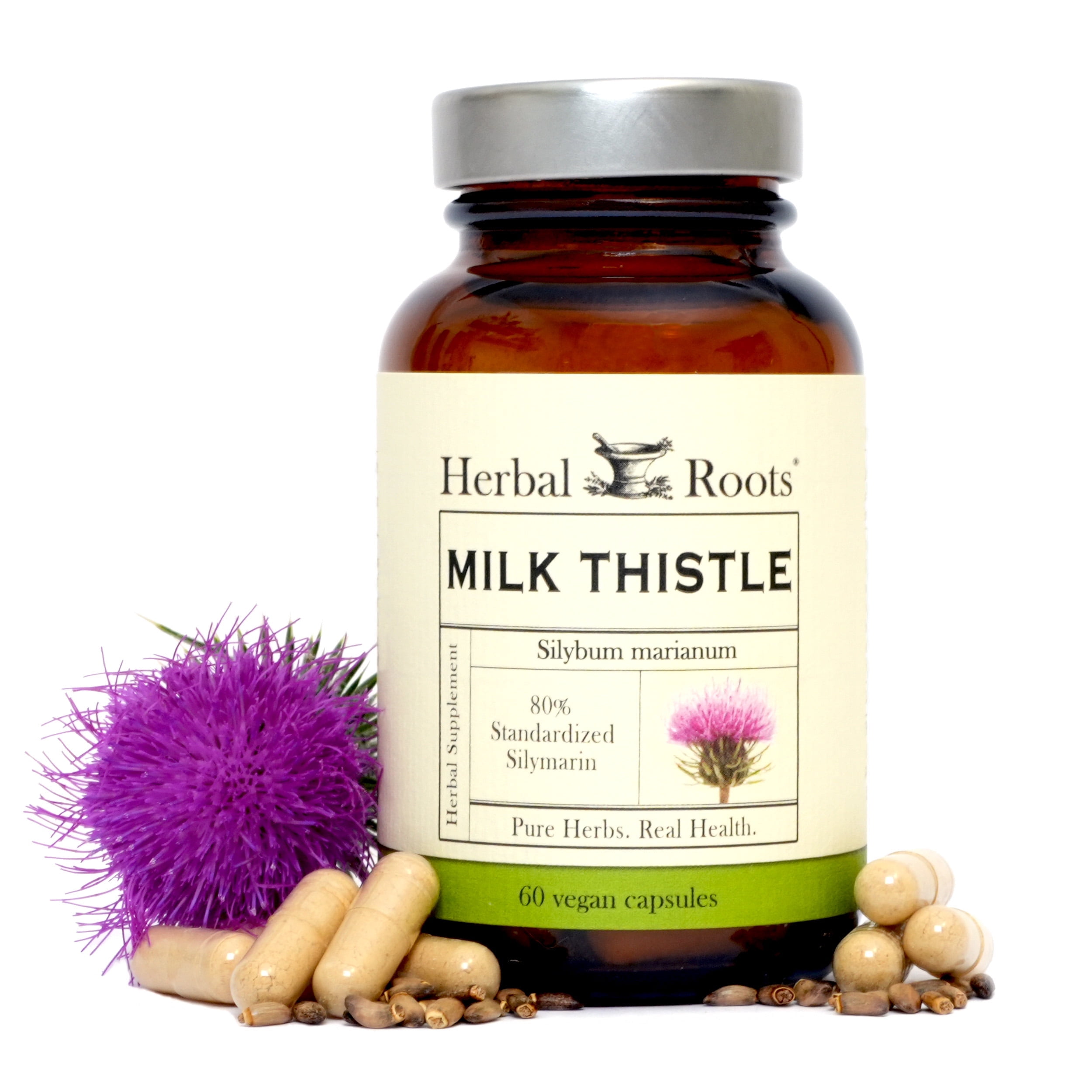 Milk Thistle Capsules by Herbal Roots Organic Milk Thistle Seed