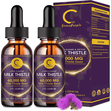 Milk Thistle Extract Liquid for Liver Cleanse Detox & Repair, Liver Supplement with Dandelion Root, Artichoke and Turmeric, Natural Herbal Liver Support Supplement, Vegan, Non-GMO, 4 fl oz,2 Pack