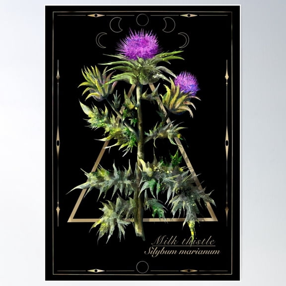 Milk Thistle Magical Herbs Poster Wall Art, Modern Wall Decor For Living Room Bedroom, 8x12 UNFRAMED