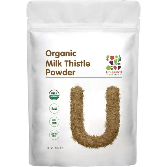 Milk Thistle Powder Organic 1 Pound, Non GMO, Gluten Free, Vegan Friendly Organic Milk Thistle Seed Powder 16 Ounce