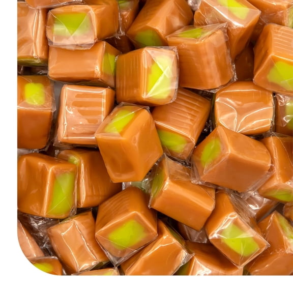 Milk Vanilla With Green Apple Filling Caramel Squares Candy, 2-Pound Pack